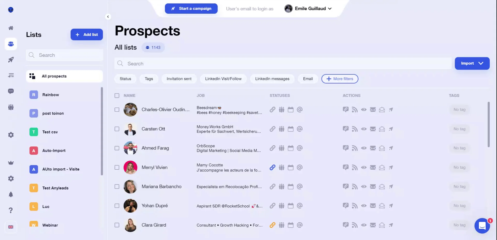 Interface Waalaxy pour créer une séquence de prospection LinkedIn